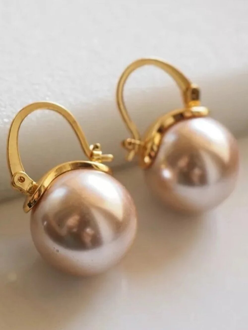Kate Spade Rose Gold Pearl Drop Earrings Classic Elegant Leverback Earrings